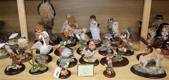 A collection of Country Artists and other resin models of birds and animals, including a large peregrine falcon (23)